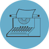 A typewriter graphic